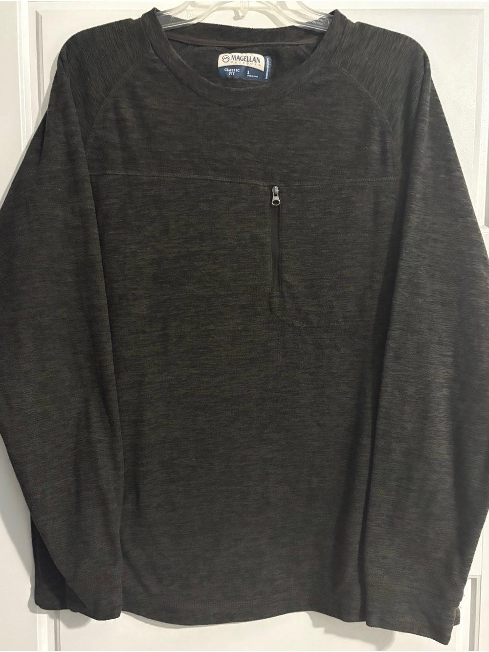 Magellan Outdoors Men's Dark Heather Gray Long Sleeve Pullover